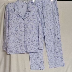 Aria 2-piece Pajama Loungewear Set Pastel Blue Floral Print Sz L